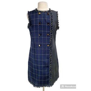 Julia Jordan Size 12 Yarn Dyed Tweed Double Breasted A Line Contrast Print  115A